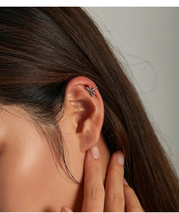 925 Sterling Silver Dragonfly Ear Cuff - TEA LU SHOP