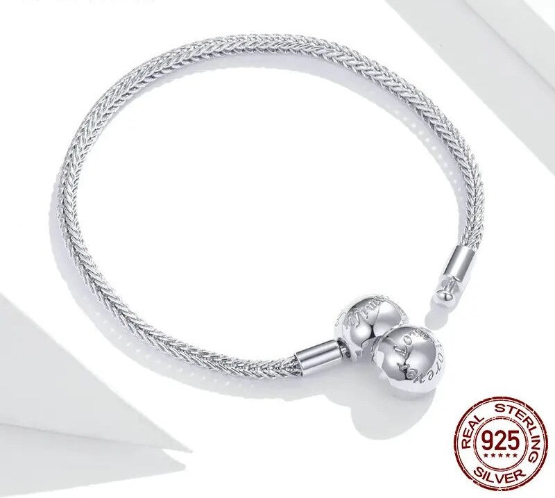 925 Sterling Silver Snake Charm Bracelet - TEA LU SHOP