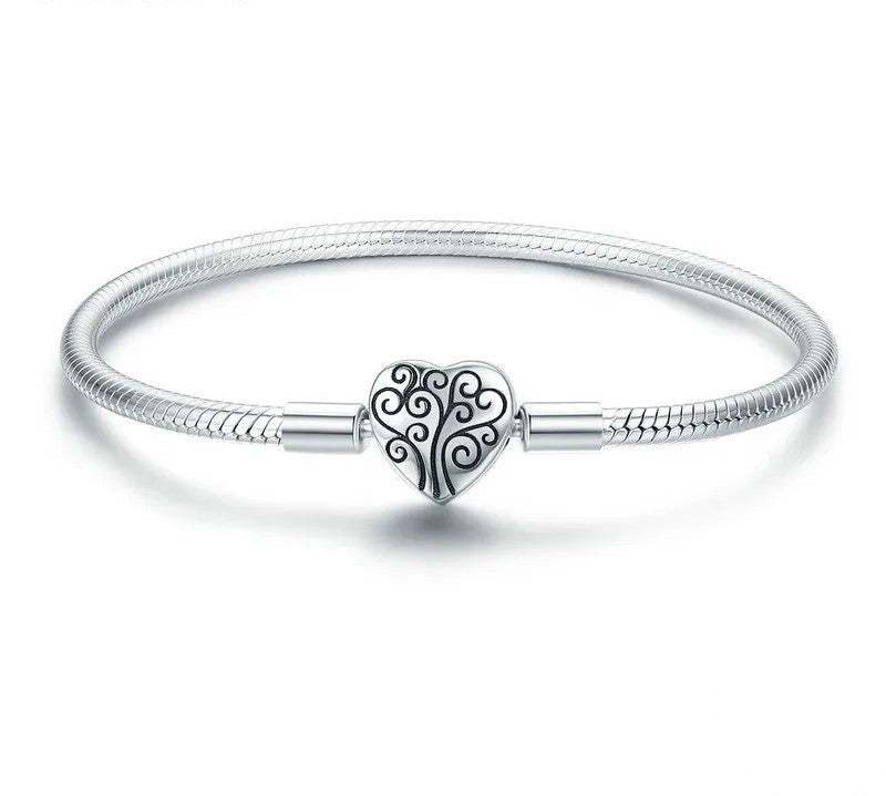 925 Sterling Silver Heart Shape Chain Bracelet - TEA LU SHOP