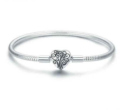 925 Sterling Silver Heart Shape Chain Bracelet - TEA LU SHOP