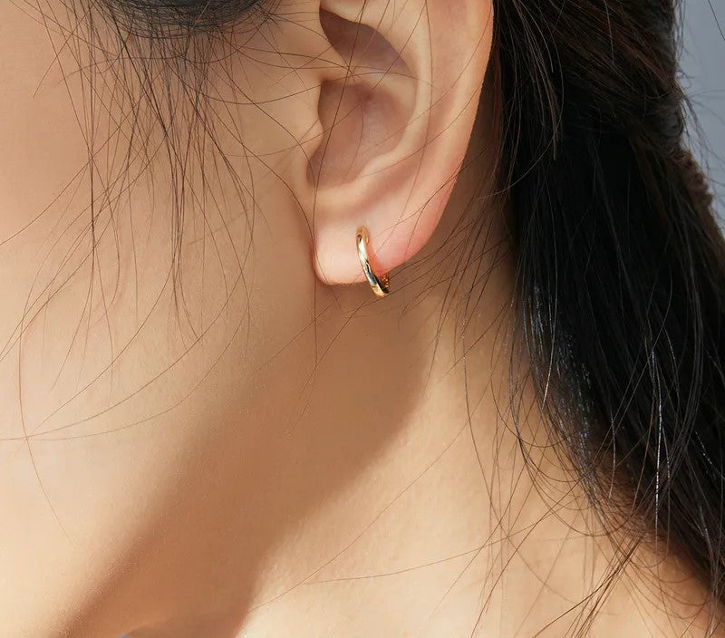 925 Sterling Silver Tiny Hoop Earrings - TEA LU SHOP