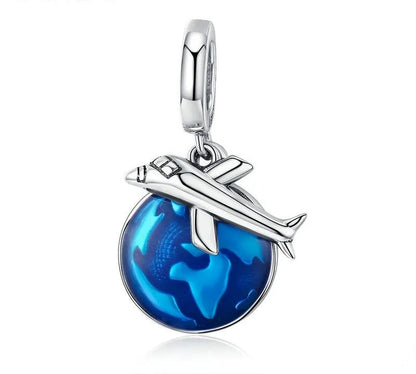 925 Sterling Silver World Plane Pendant - TEA LU SHOP