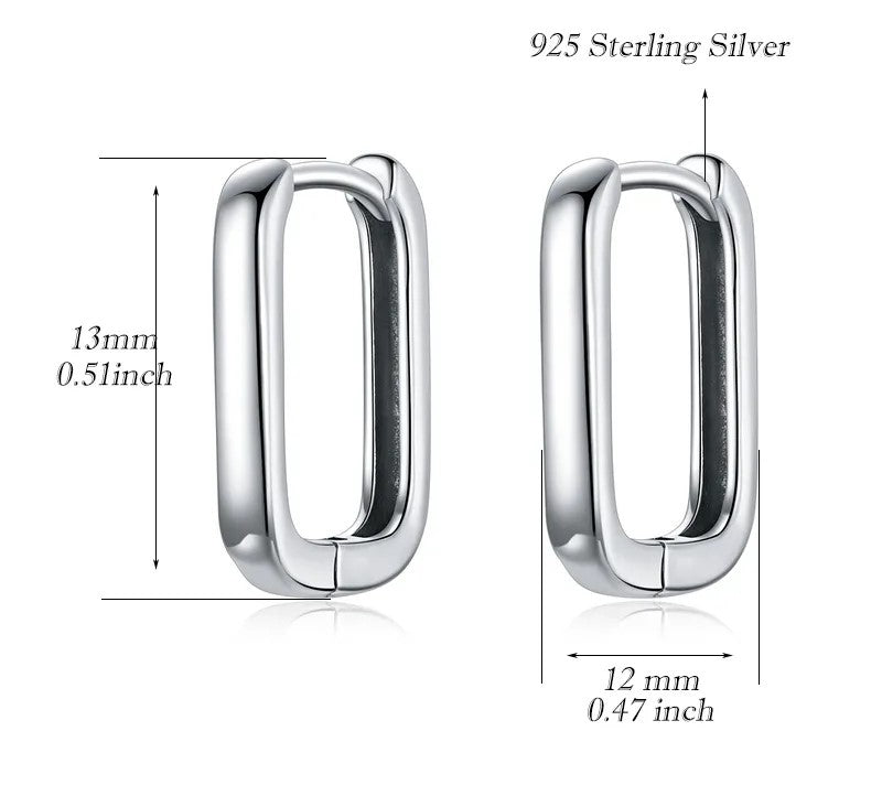 925 Sterling Silver Square Buckle Earrings - TEA LU SHOP