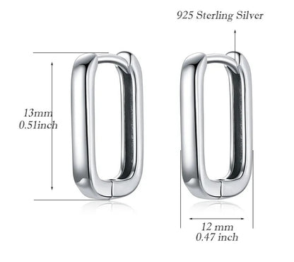 925 Sterling Silver Square Buckle Earrings - TEA LU SHOP