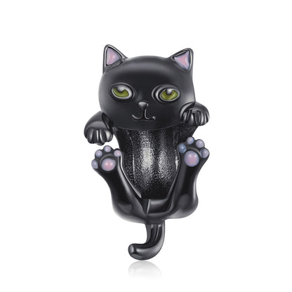 925 Sterling Silver Cartoon Black Cat Charms - TEA LU SHOP