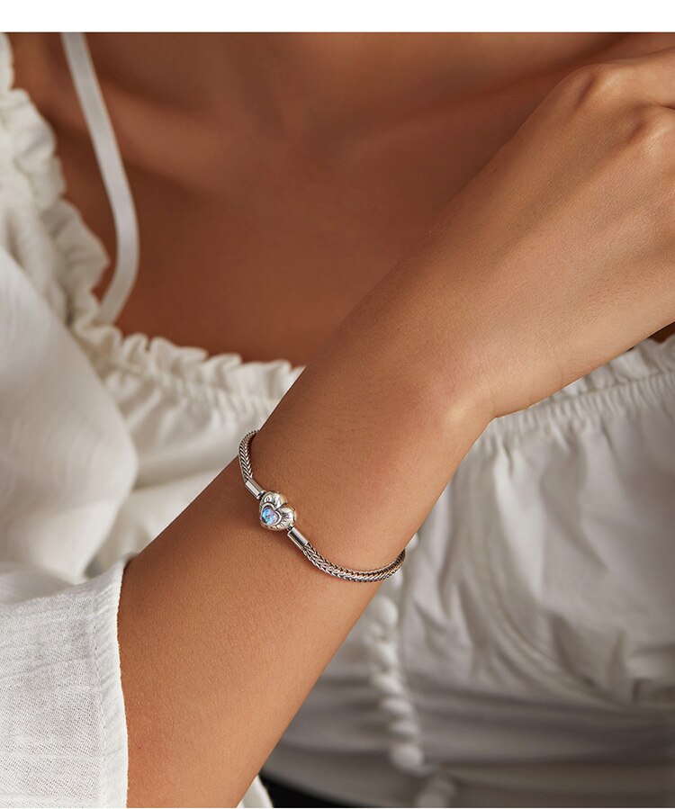 925 Sterling Silver Heart-Shaped Bracelet - TEA LU SHOP