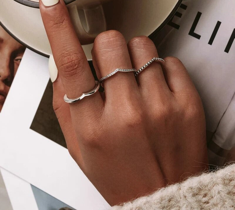 925 Sterling Silver Clear CZ FRings - TEA LU SHOP