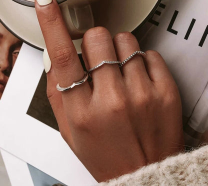 925 Sterling Silver Clear CZ FRings - TEA LU SHOP