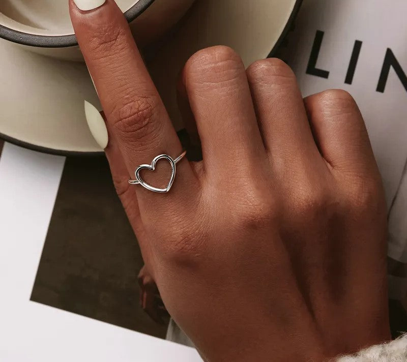 925 Sterling Silver Minimalist Heart Ring - TEA LU SHOP