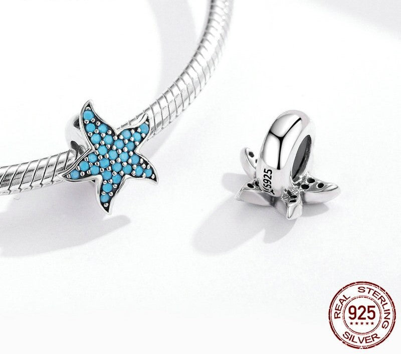 925 Sterling Silver Blue Starfish Stopper - TEA LU SHOP