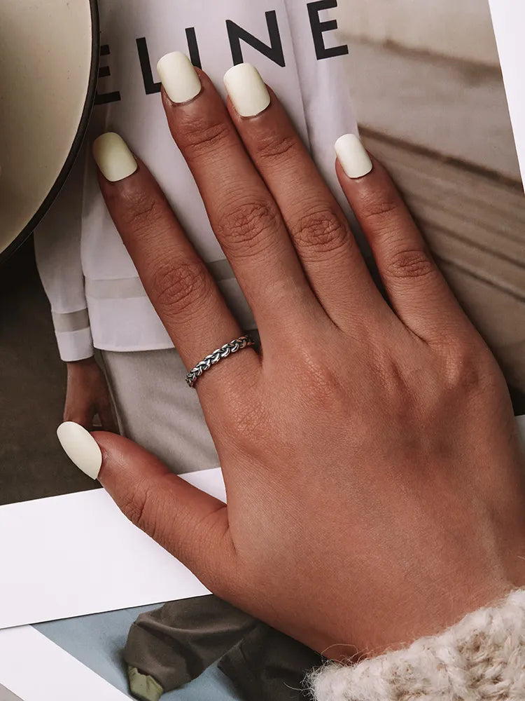 925 Sterling Silver Twisted Texture Ring - TEA LU SHOP