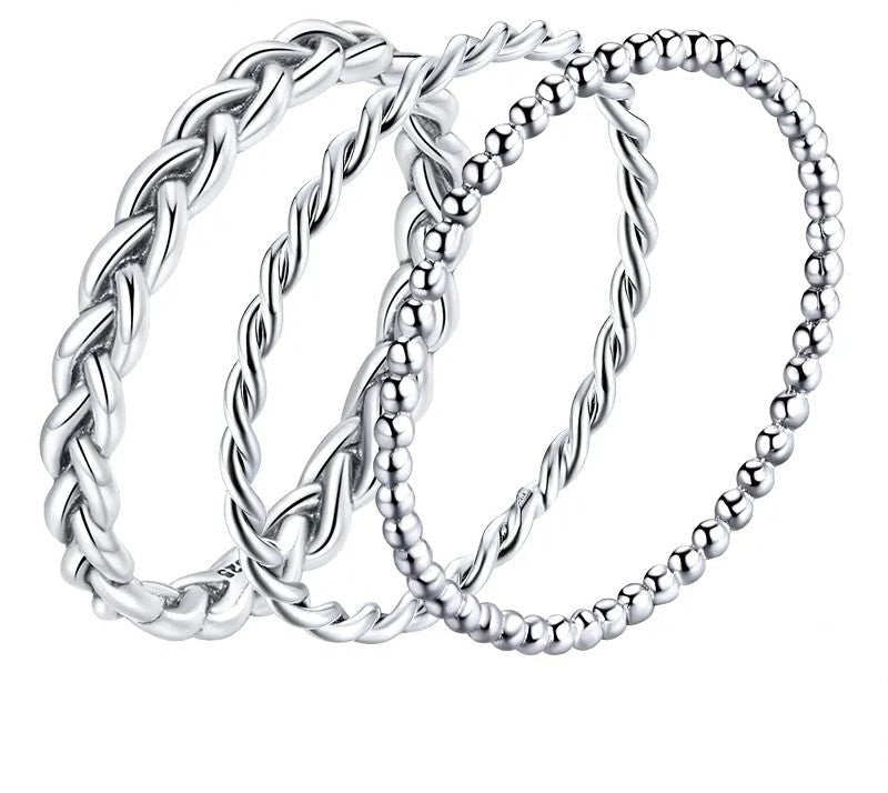 925 Sterling Silver Twisted Texture Ring - TEA LU SHOP