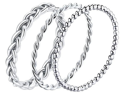 925 Sterling Silver Twisted Texture Ring - TEA LU SHOP