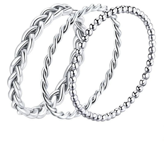 925 Sterling Silver Twisted Texture Ring - TEA LU SHOP