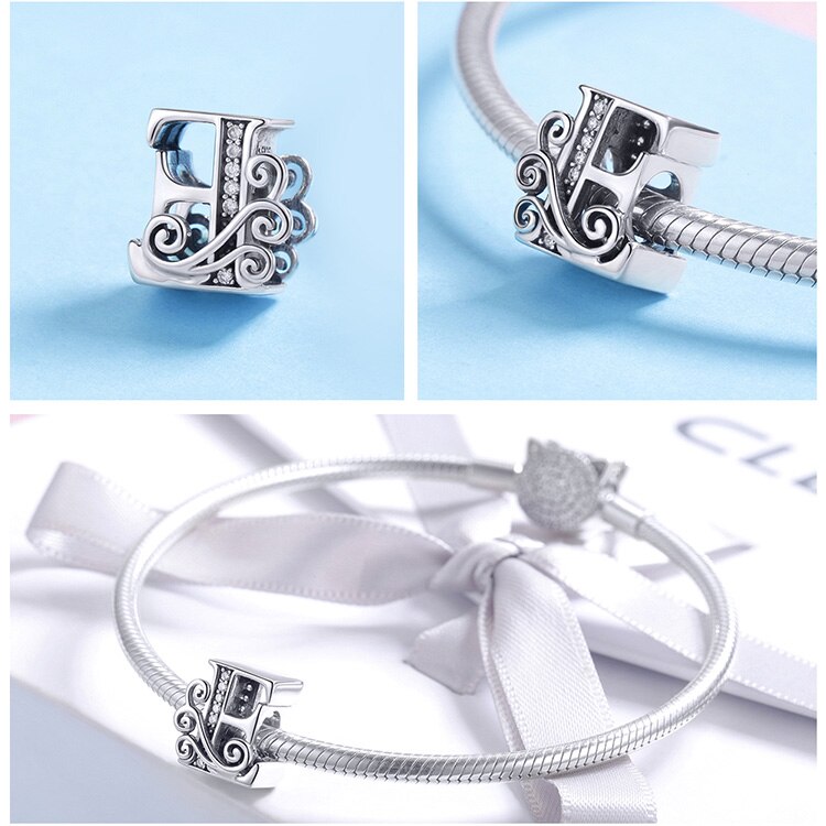 925 Sterling Silver Letter Charm - TEA LU SHOP