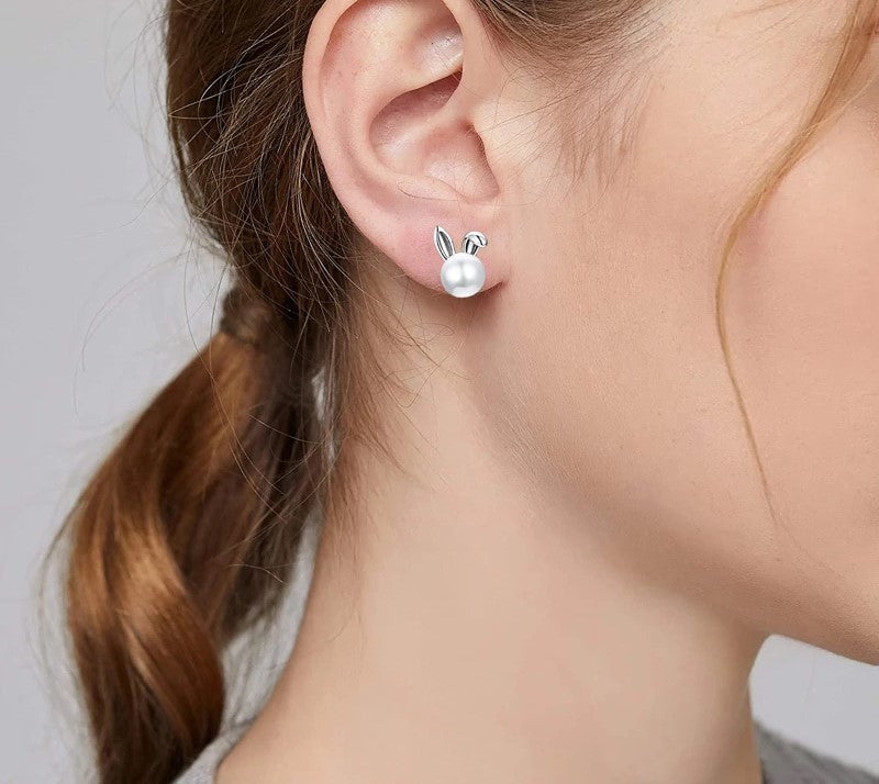 925 Sterling Silver Cute Bunny Earrings - TEA LU SHOP