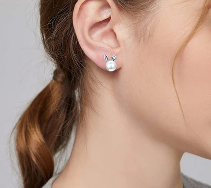 925 Sterling Silver Cute Bunny Earrings - TEA LU SHOP