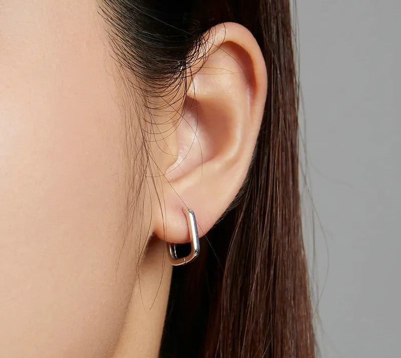 925 Sterling Silver Square Buckle Earrings - TEA LU SHOP