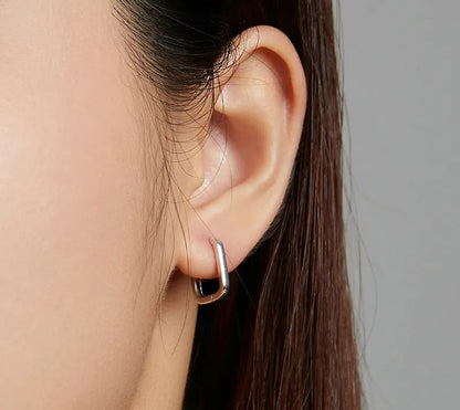 925 Sterling Silver Square Buckle Earrings - TEA LU SHOP
