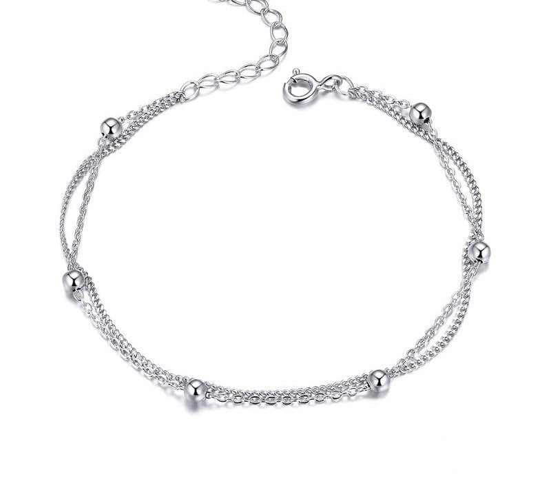 925 Sterling Silver Double Layers  Chain Bracelet - TEA LU SHOP
