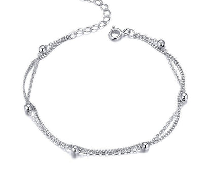 925 Sterling Silver Double Layers  Chain Bracelet - TEA LU SHOP
