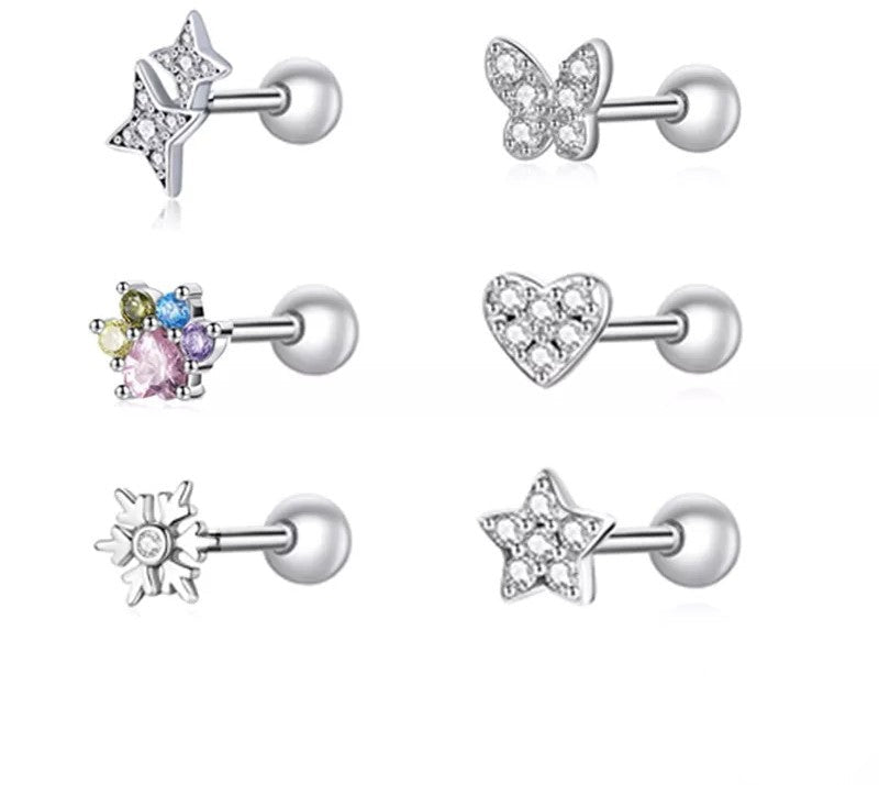 925 Sterling Silver Stud Star Earrings - TEA LU SHOP