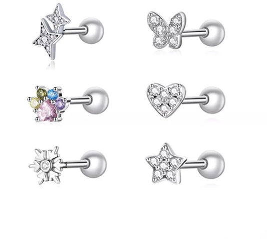 925 Sterling Silver Stud Star Earrings - TEA LU SHOP