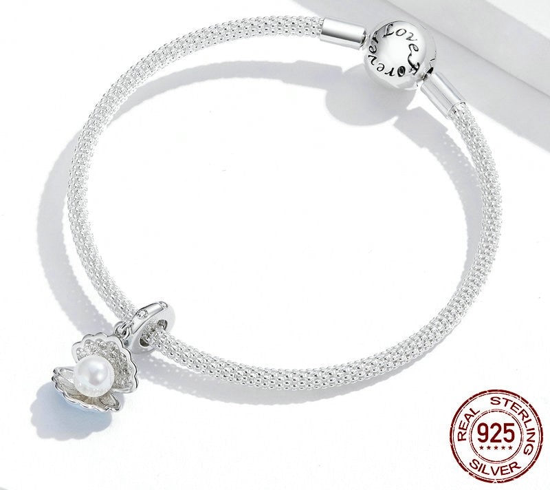 925 Sterling Silver Pearl in Shell Pendant - TEA LU SHOP