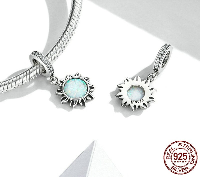 925 Sterling Silver Opal Sun Charms - TEA LU SHOP