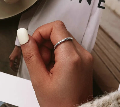 925 Sterling Silver Stackable Black Heart Ring - TEA LU SHOP