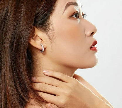 925 Sterling Silver Zirco Ear Hoops - TEA LU SHOP
