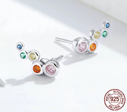 925 Sterling Silver Geometric Zircon Earrings - TEA LU SHOP