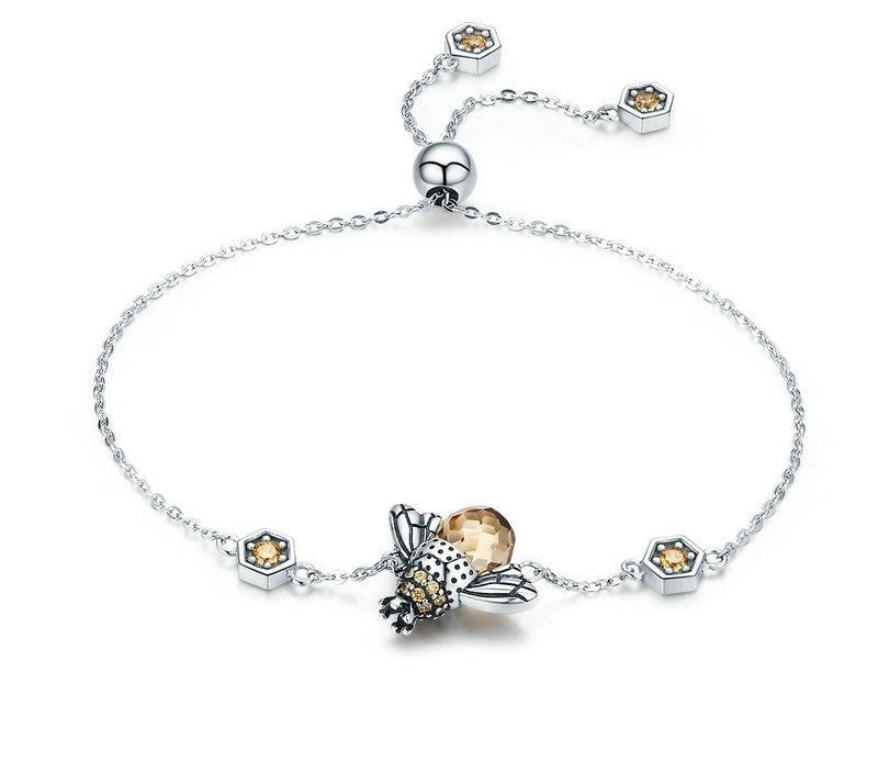 925 Sterling Silver Honey Bee Bracelet - TEA LU SHOP