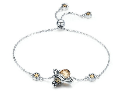 925 Sterling Silver Honey Bee Bracelet - TEA LU SHOP