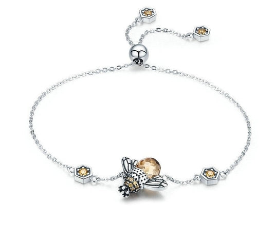 925 Sterling Silver Honey Bee Bracelet - TEA LU SHOP