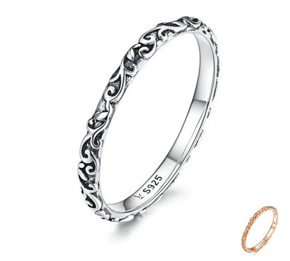 925 Sterling Silver Vintage Minimalist Ring - TEA LU SHOP