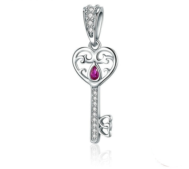 925 Sterling Silver Key Heart Pendant - TEA LU SHOP