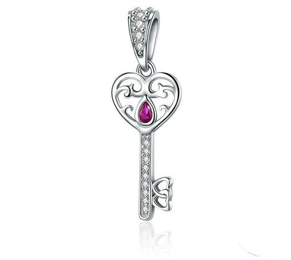 925 Sterling Silver Key Heart Pendant - TEA LU SHOP
