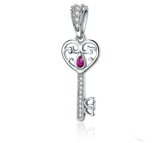 925 Sterling Silver Key Heart Pendant - TEA LU SHOP