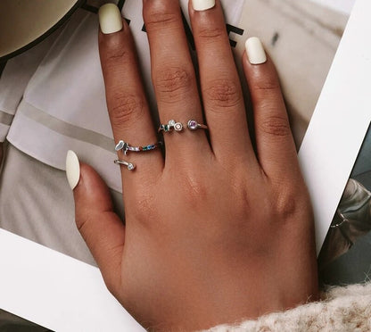 925 Sterling Silver Colorful Bubbles Open Ring - TEA LU SHOP