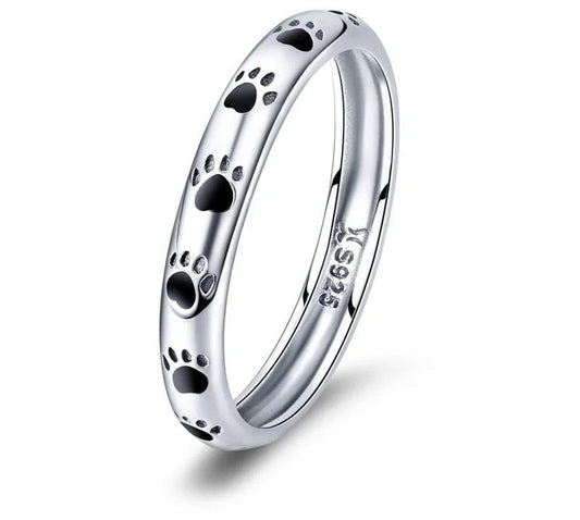 925 Sterling Silver Stackable Paw Ring - TEA LU SHOP