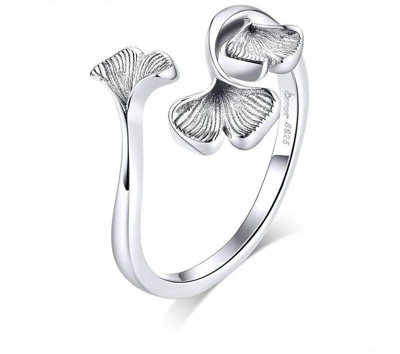 925 Sterling Silver Ginkgo Leaf Ring - TEA LU SHOP
