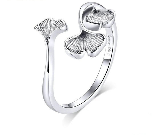 925 Sterling Silver Ginkgo Leaf Ring - TEA LU SHOP