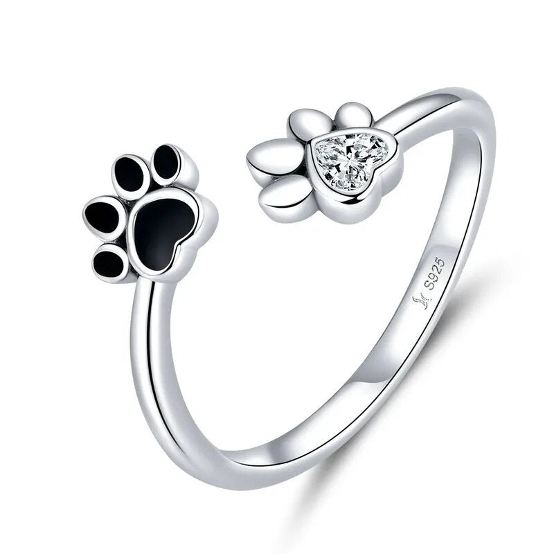 Black Dog Paw Open Ring