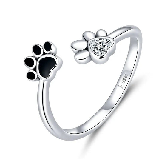 Black Dog Paw Open Ring