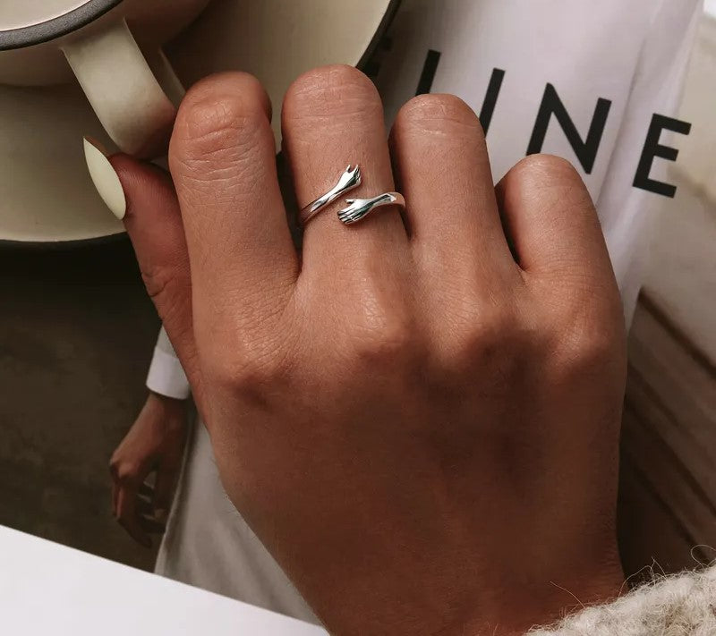 925 Sterling Silver Love Hand Ring - TEA LU SHOP