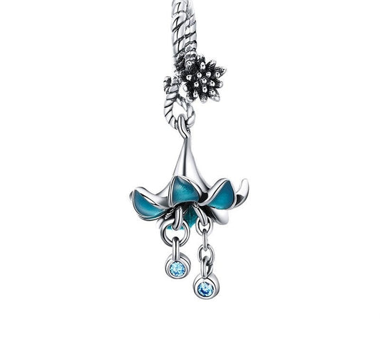 925 Sterling Silver Blue Flower Pendant - TEA LU SHOP