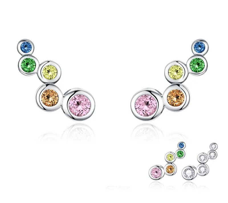 925 Sterling Silver Geometric Zircon Earrings - TEA LU SHOP