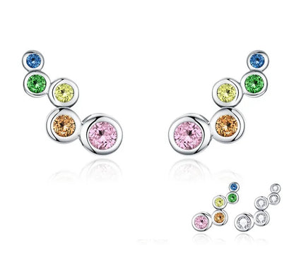 925 Sterling Silver Geometric Zircon Earrings - TEA LU SHOP
