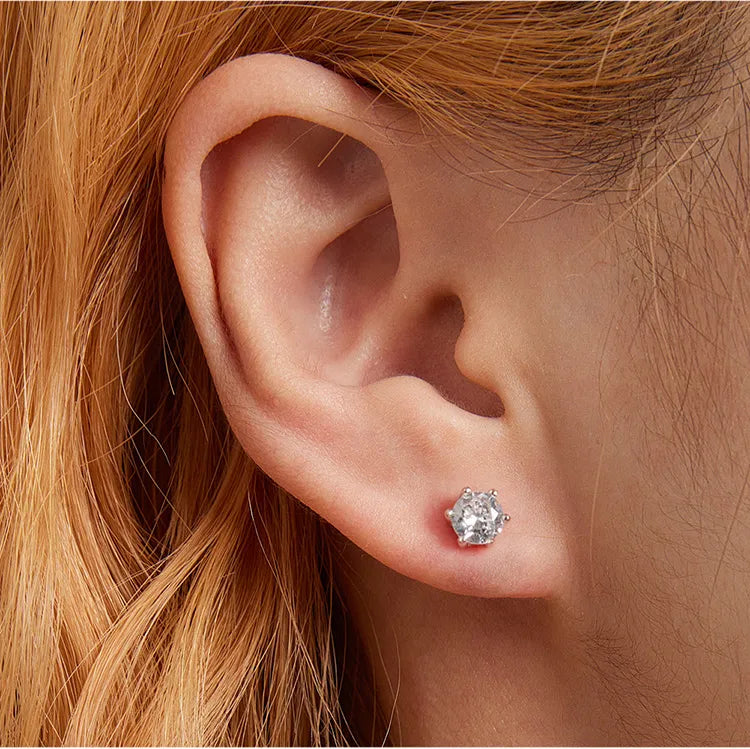 925 Sterling Silver Cubic Zircon Stud Earrings - TEA LU SHOP
